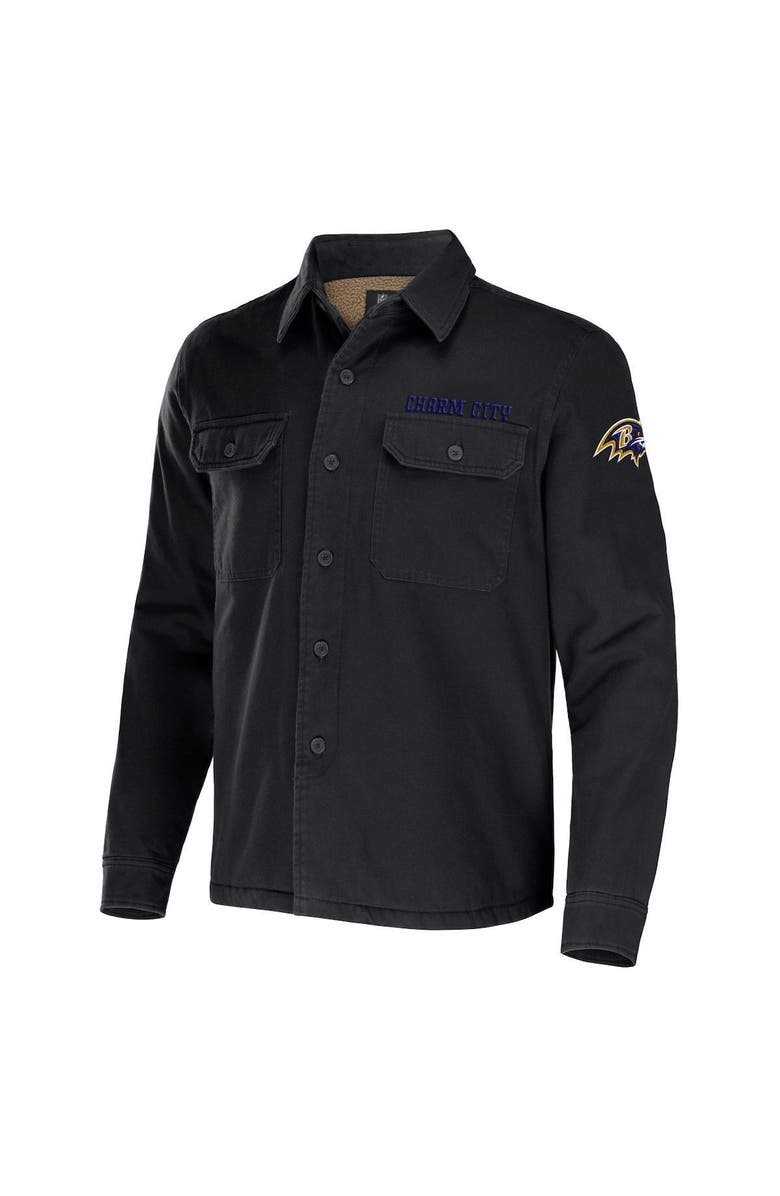 NFL X DARIUS RUCKER Men's NFL x Darius Rucker Collection by Fanatics Black Baltimore Ravens Canvas Button-Up Shirt Jacket, Alternate, color, 