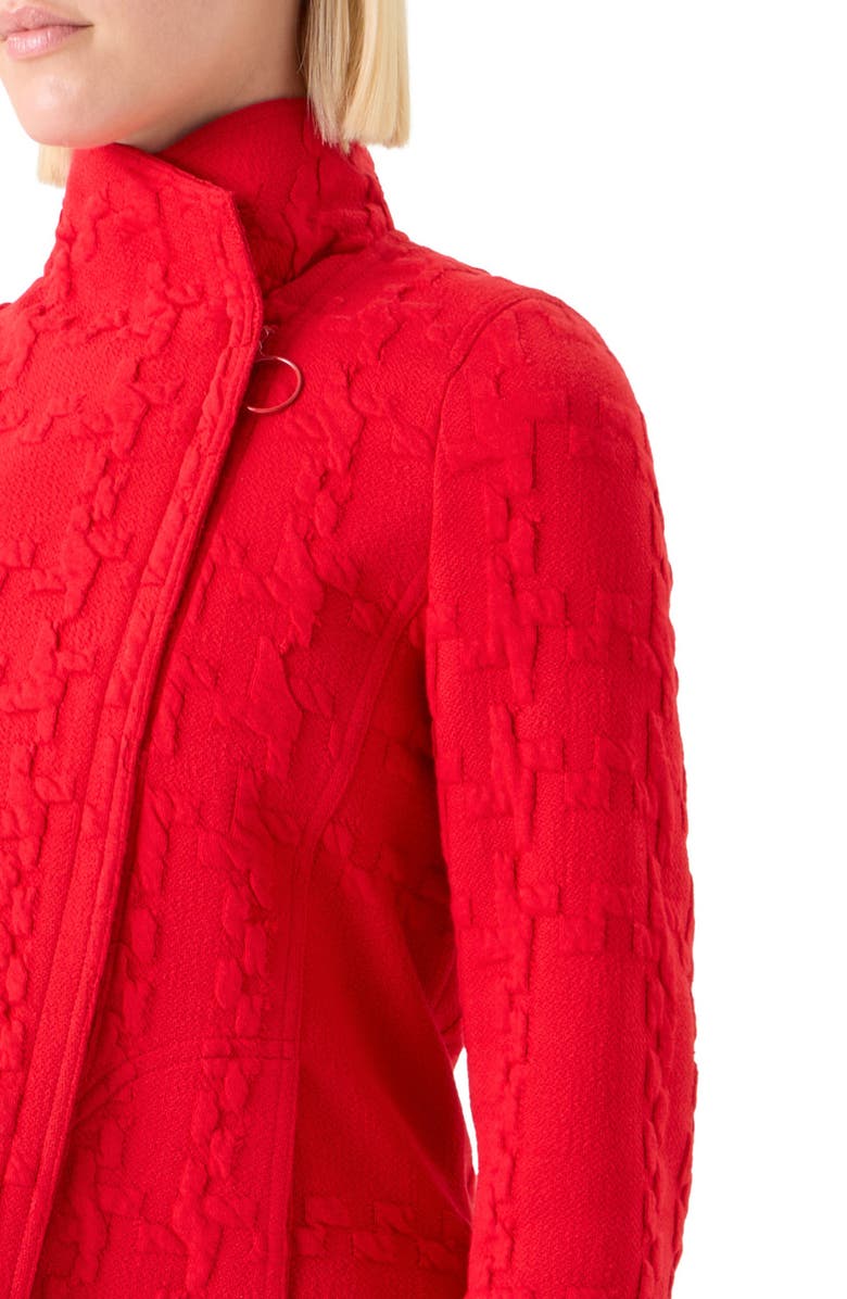 Akris punto Glen Check Cotton Blend Knit Moto Jacket, Alternate, color, Vermillion