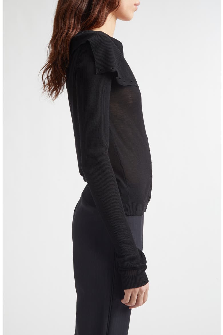 Igna Diagonal Button Sweater, Alternate, color, BLACK