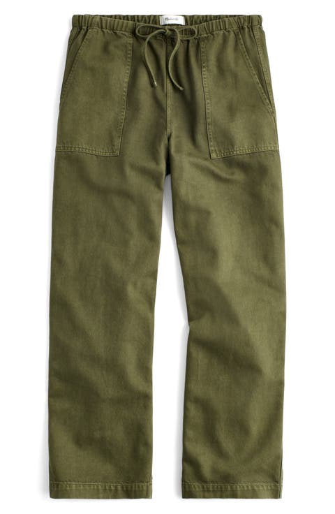 Pull-On Barrel Leg Airy Denim Utility Pants
