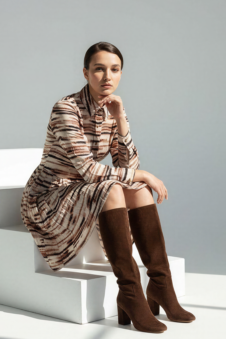 Junia Mini Dress, Alternate, color, Brown Patterned