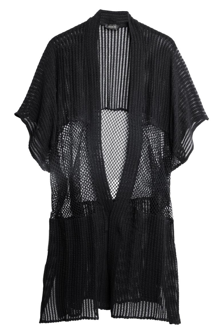 Open Knit Cover-Up, Alternate, color, BLACK