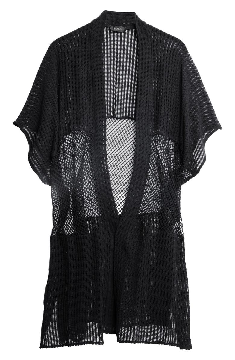 SAACHI Open Knit Cover-Up, Alternate, color, Black
