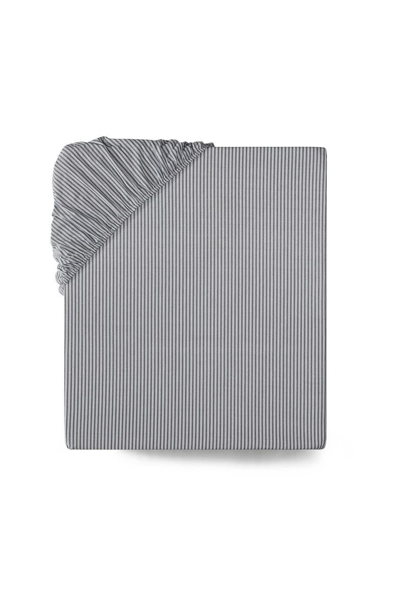 Highland Ticking Stripe Cotton Fitted Sheet, Alternate, color, WHITE/ NAVY BLUE