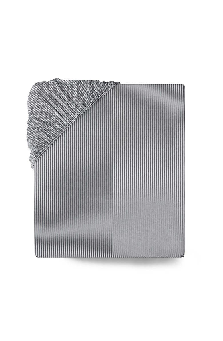 Tommy Hilfiger Highland Ticking Stripe Cotton Fitted Sheet, Alternate, color, White/ Navy Blue