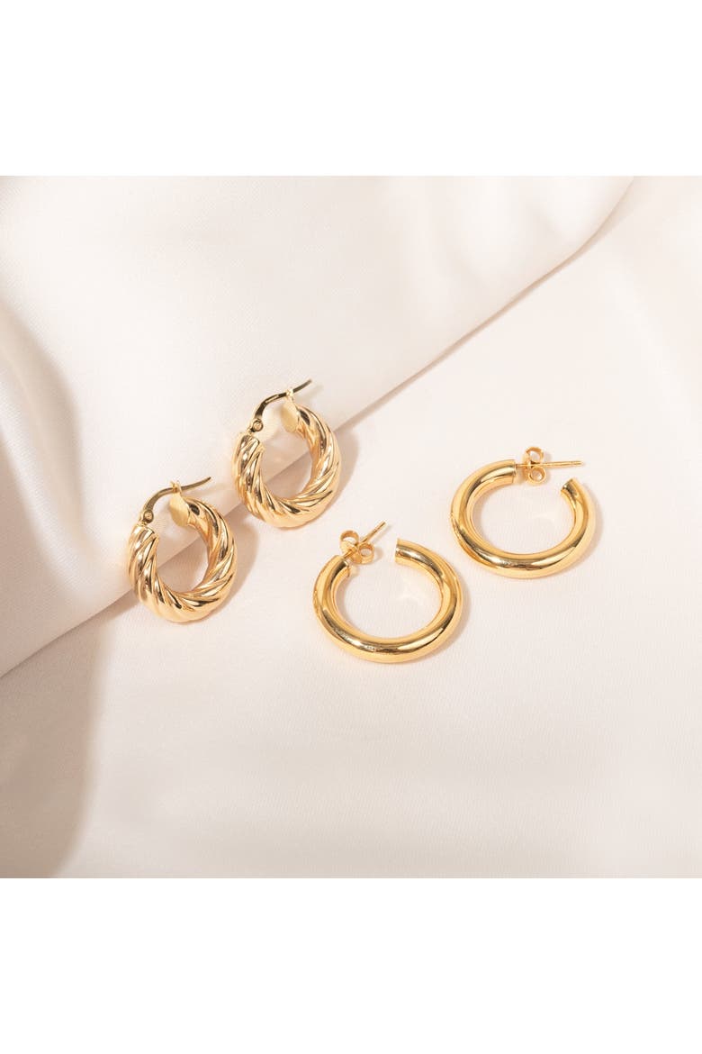Gold Tube Hoop Earrings, Alternate, color, Yellow Gold