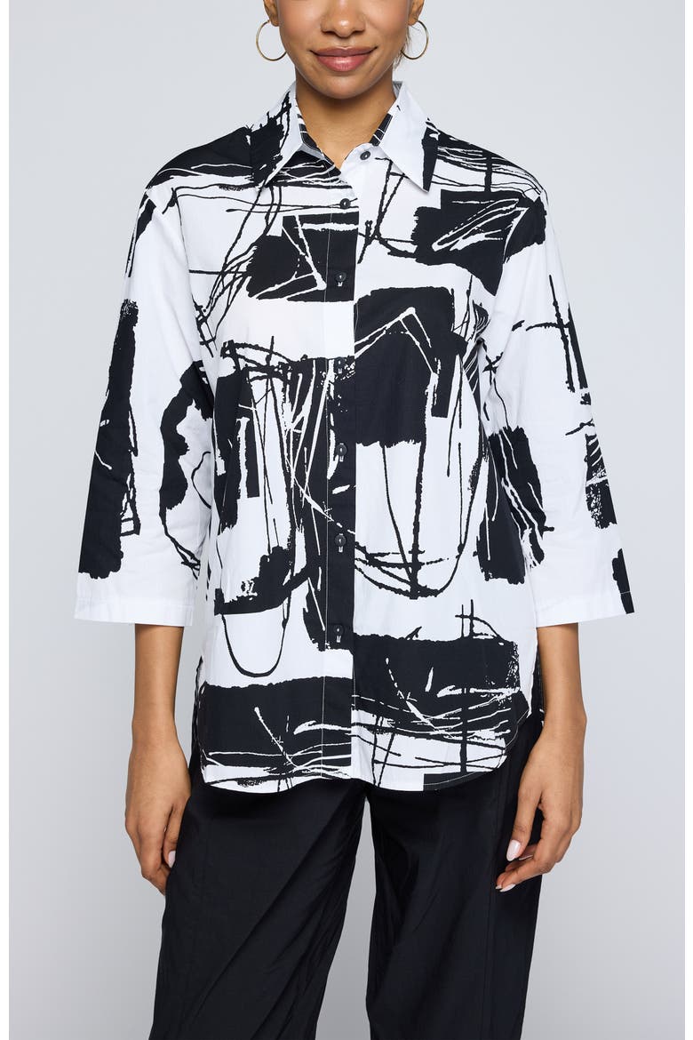 Elowen Printed Poplin Shirt, Main, color, White