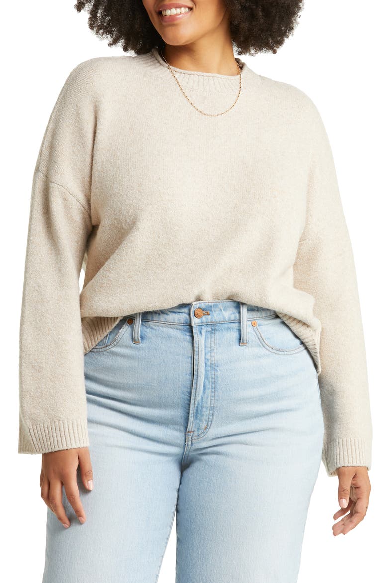 Cozy Roll Crewneck Sweater, Main, color, BEIGE OATMEAL HEATHER