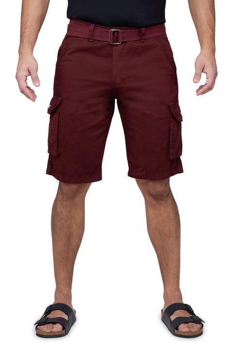 Belted Cotton Twill Cargo Shorts