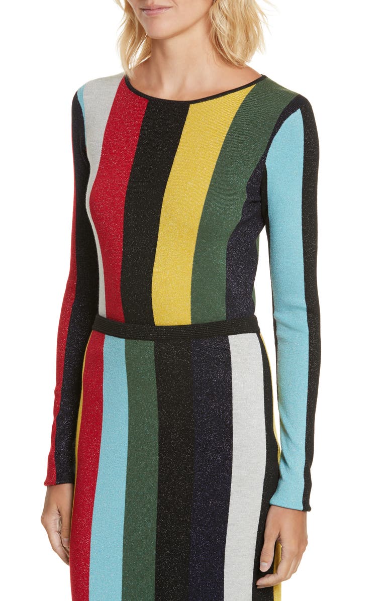DVF Diane von Furstenberg Metallic Stripe Sweater, Alternate, color, 