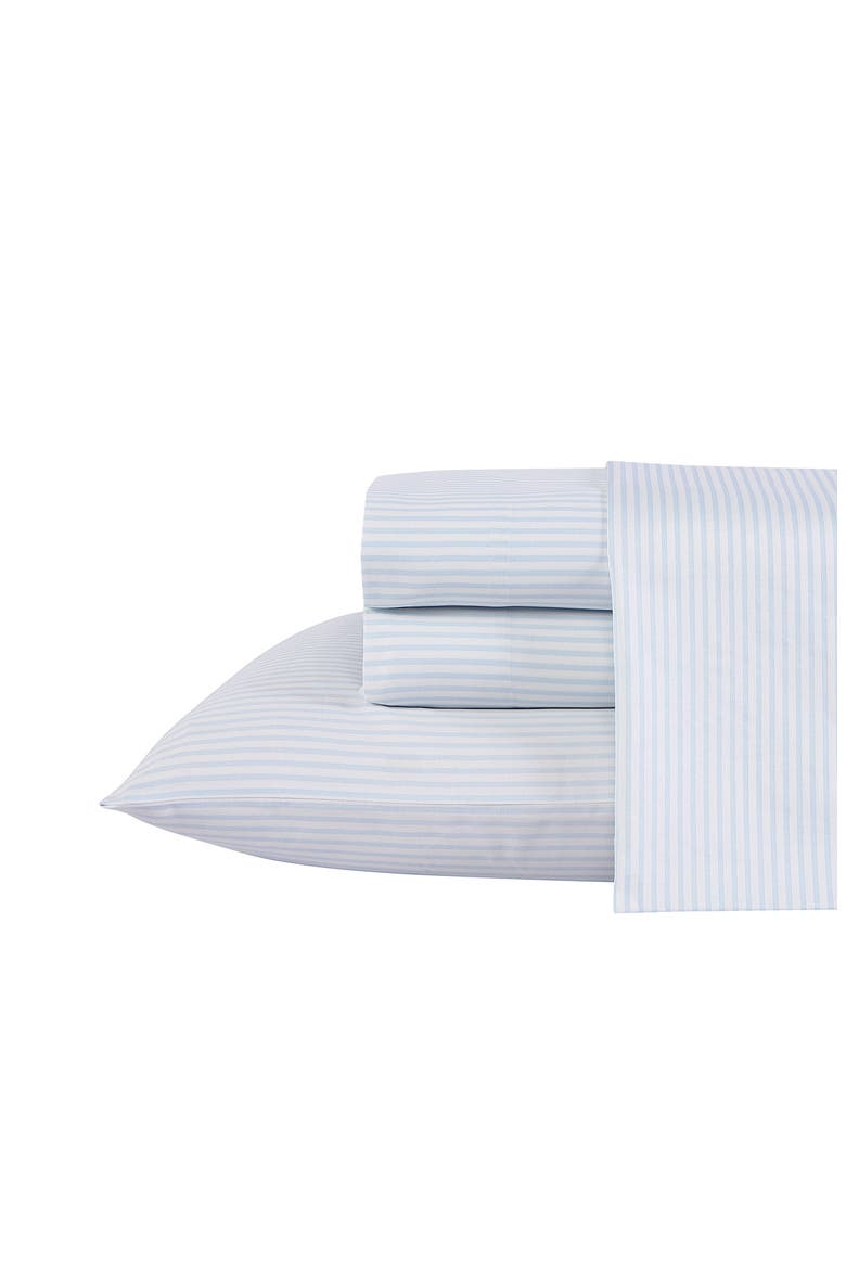 Ramona 4-Piece Blue Striped T300 Cotton Queen Sheet Set, Main, color, BLUE