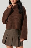 ASTR the Label Textured Stitch Crop Turtleneck Sweater