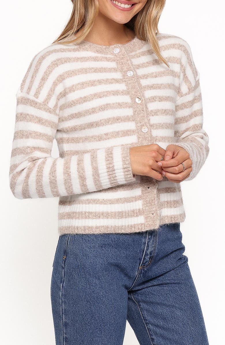 Petal & Pup Dean Stripe Cardigan, Alternate, color, White/ Beige