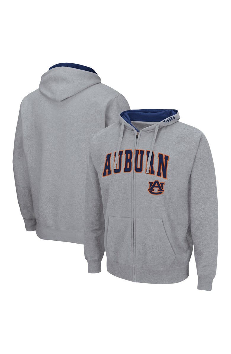 COLOSSEUM Men's Colosseum Heathered Gray Auburn Tigers Arch & Logo 3.0 Full-Zip Hoodie, Main, color, Heather Gray