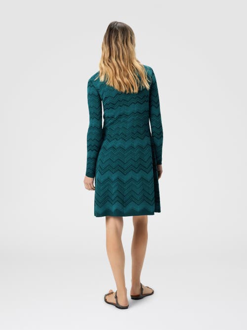 Missoni Long Sleeve Short Dress With Chevron Pattern In Multi