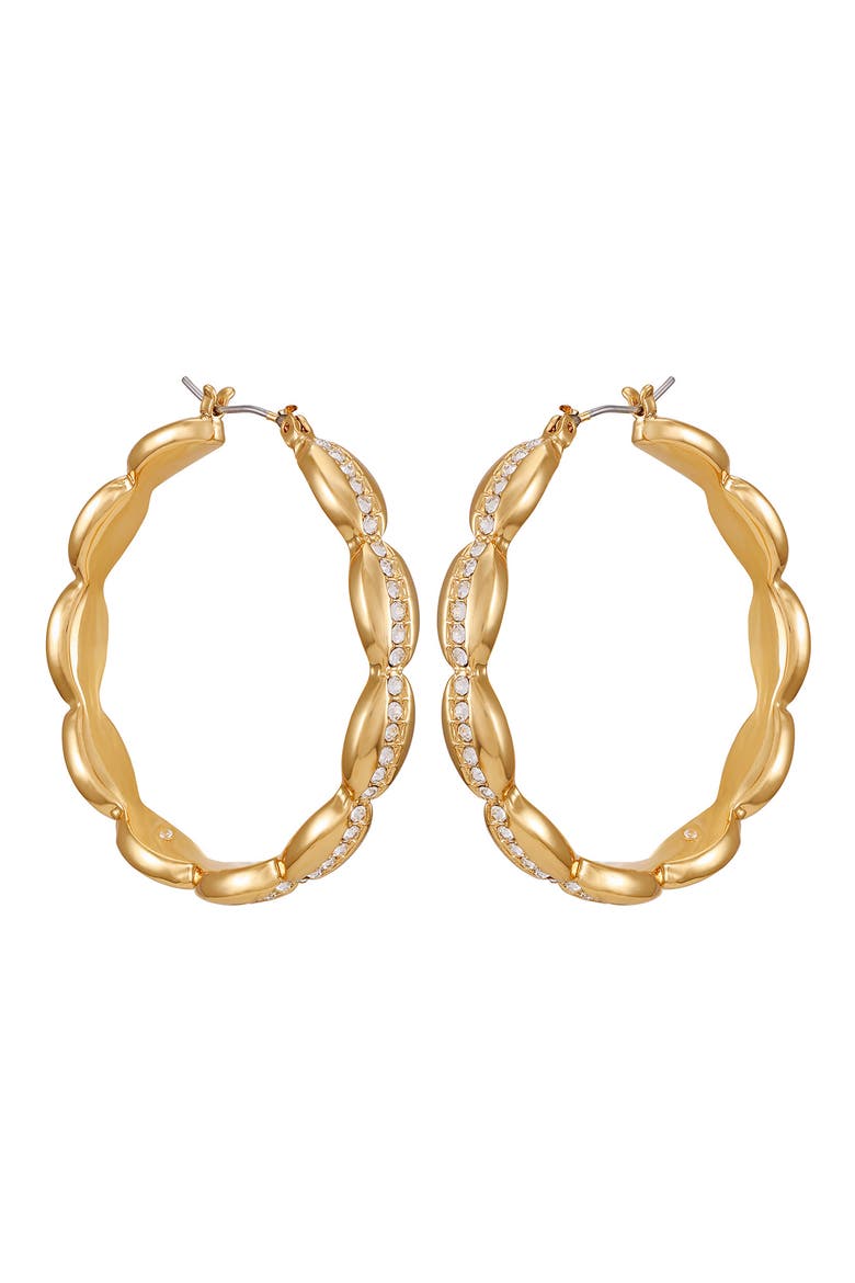 Pavé Crystal Hoop Earrings, Main, color, GOLDTONE