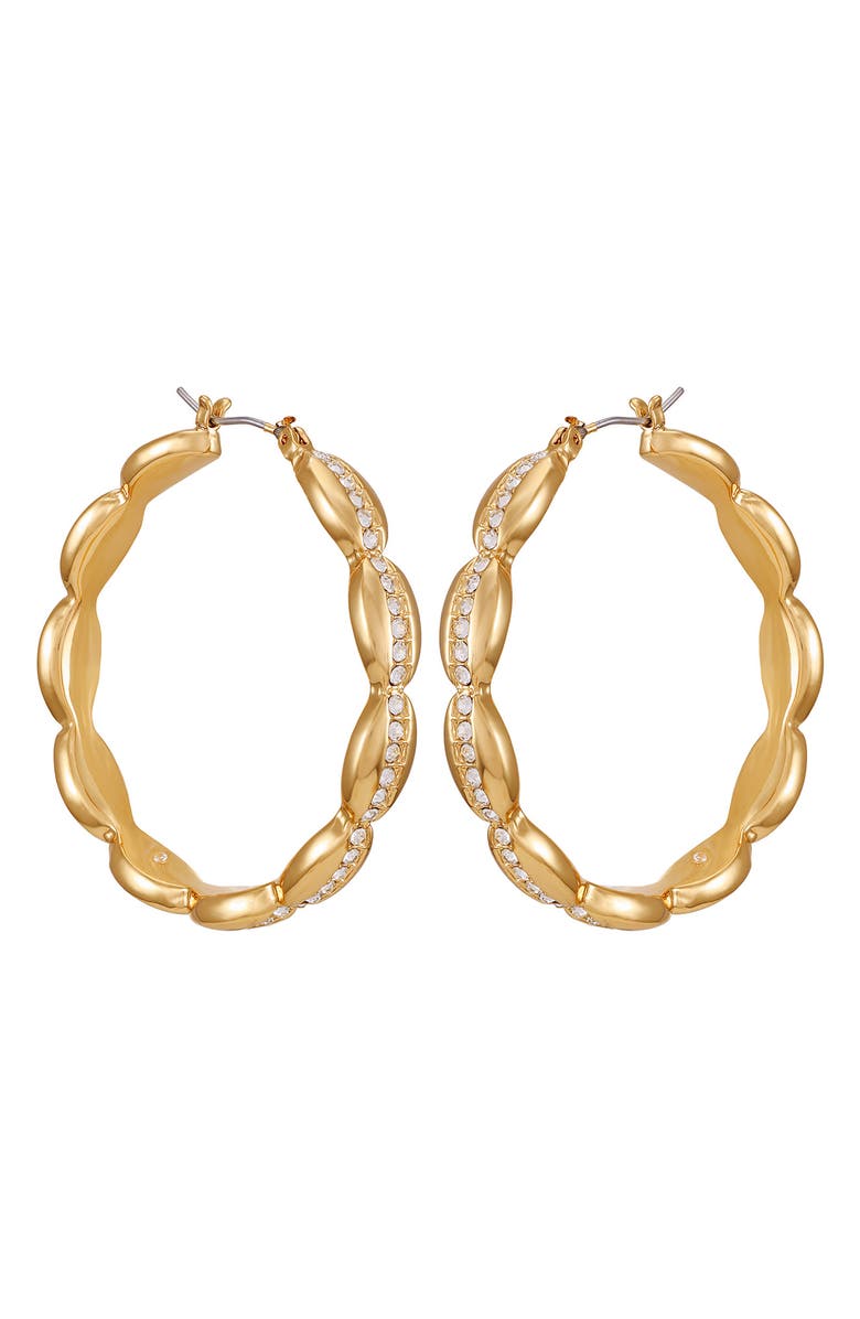 Vince Camuto Pavé Crystal Hoop Earrings, Main, color, Goldtone
