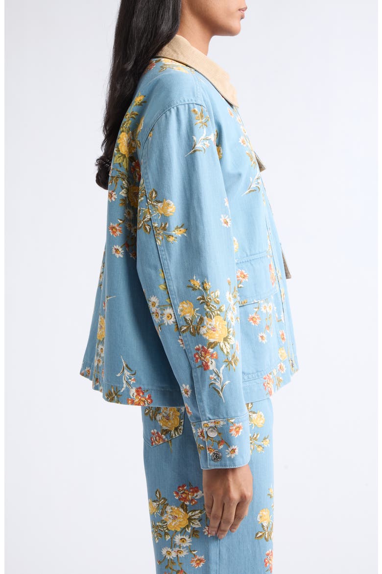 Leighton Floral Print Denim Jacket, Alternate, color, GARDEN BOUQUET