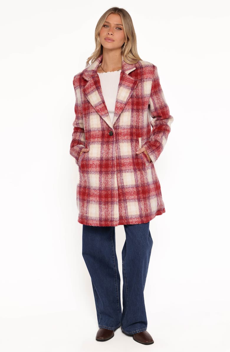 Petal & Pup Travistine Longline Plaid Coat, Alternate, color, Pink