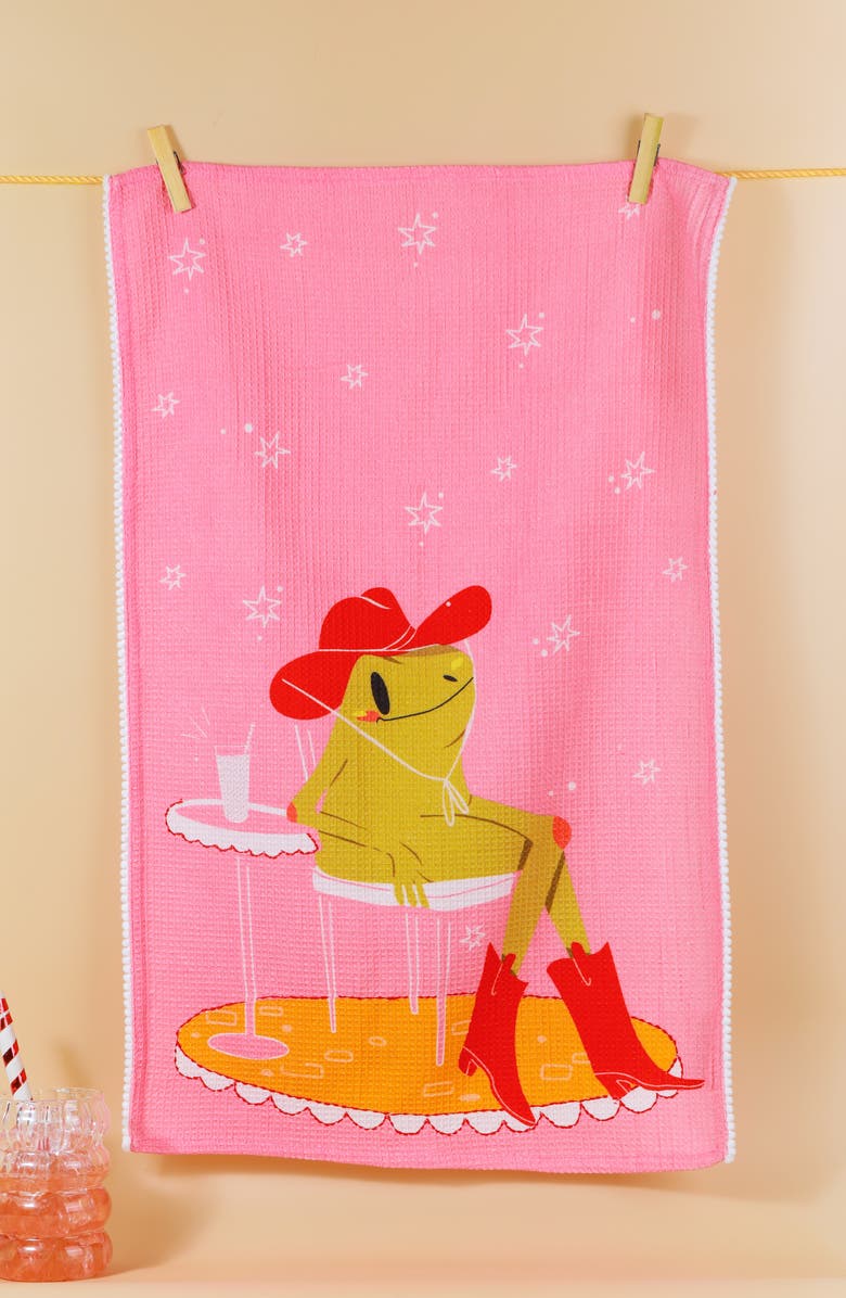 Tiramisu Lily Pad Luncheon Set of 3 Kitchen Towels, Alternate, color, Pink/ Green/ Orange