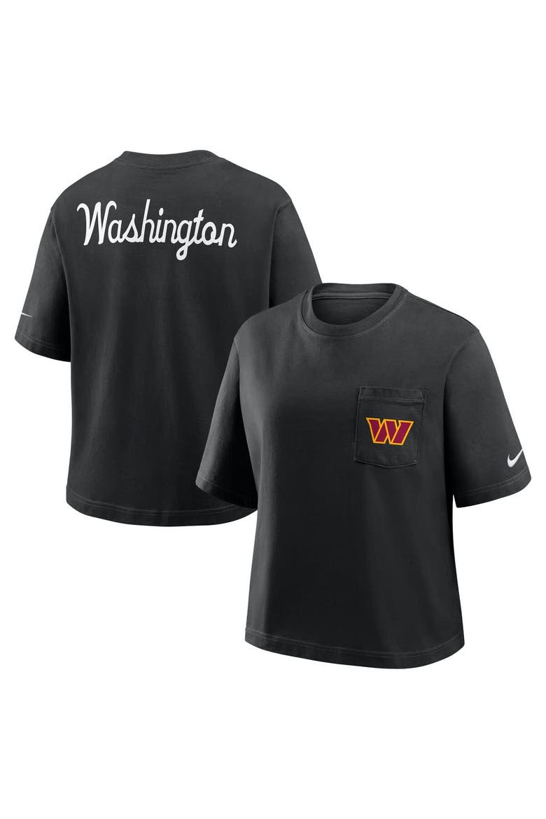 Women's Nike Black Washington Commanders Rewind Pocket Boxy T-Shirt, Alternate, color, Black