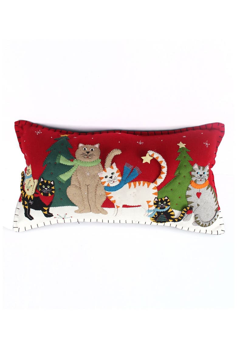Six Cats Accent Pillow, Main, color, RED