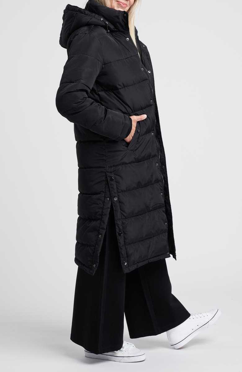 Universal Standard Everest 2 Hooded Long Puffer Coat, Alternate, color, Black