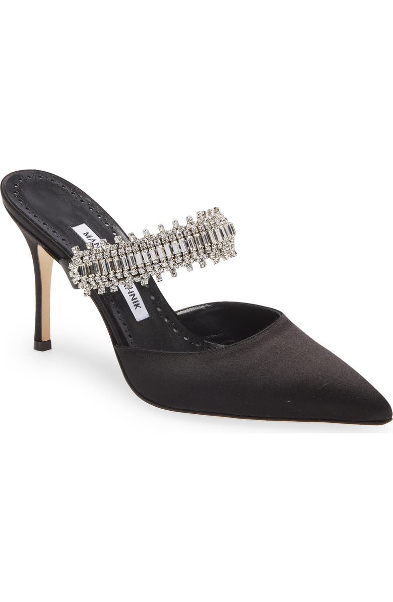 Manolo Blahnik Lutara Crystal Strap Pointed Toe Mule, Main, color,