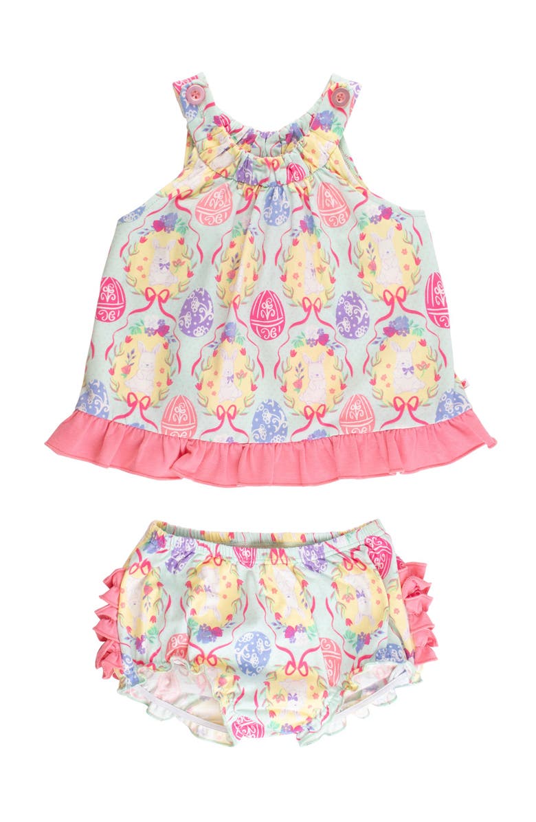 RuffleButts Knit Swing Top and Bloomer Set, Main, color, Bunnies In Bloom