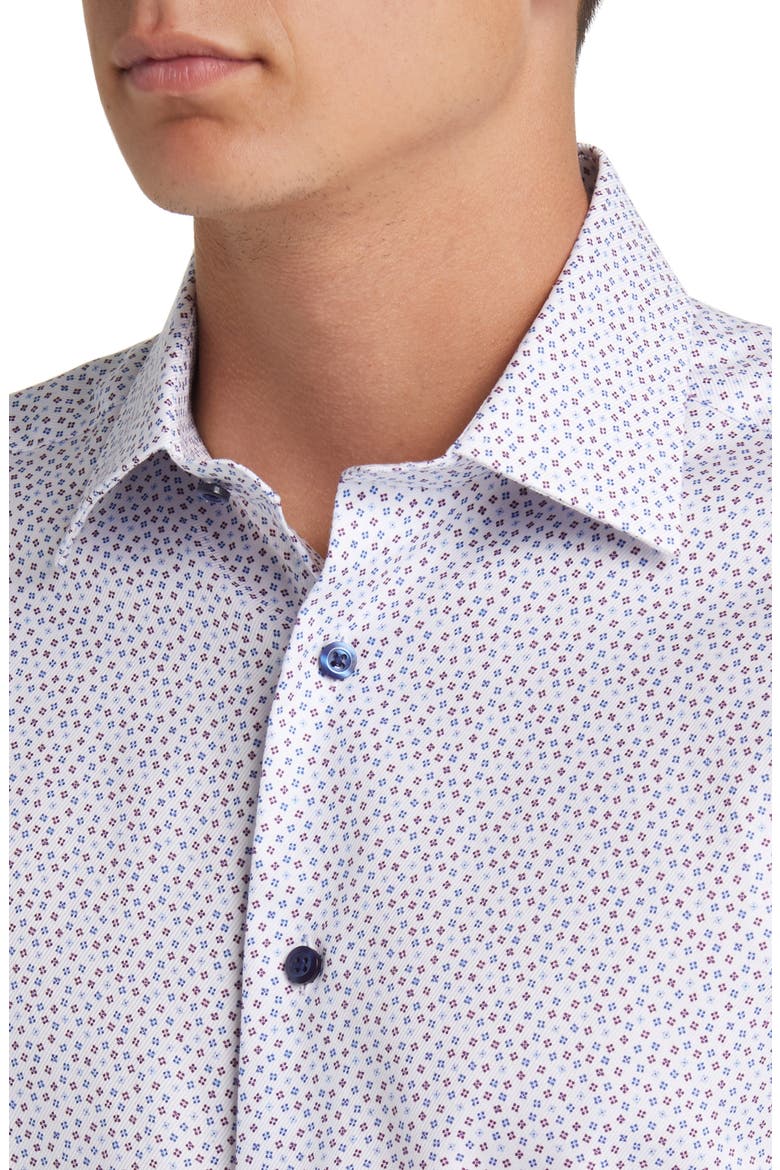 Trim Fit Tossed Square Print Dress Shirt, Alternate, color, WHITE/ MERLOT