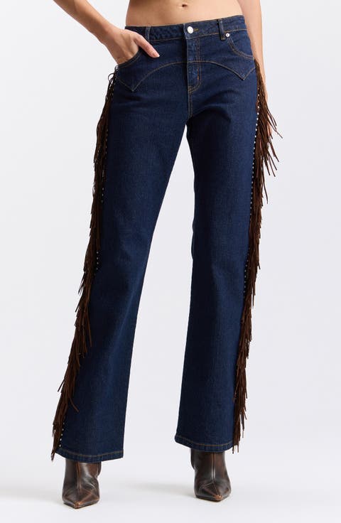 Fringe Low Rise Bootcut Jeans