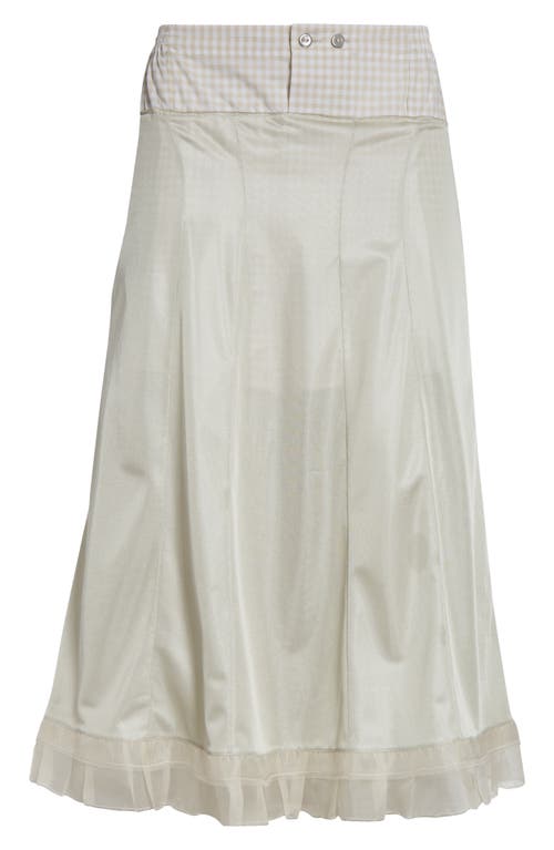 Shop Maison Margiela Anonymity Of The Lining Midi Skirt In Healing Aloe And Beige/white