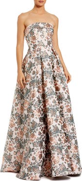 Mac Duggal Petite Rosette Halter Chiffon Evening Gown