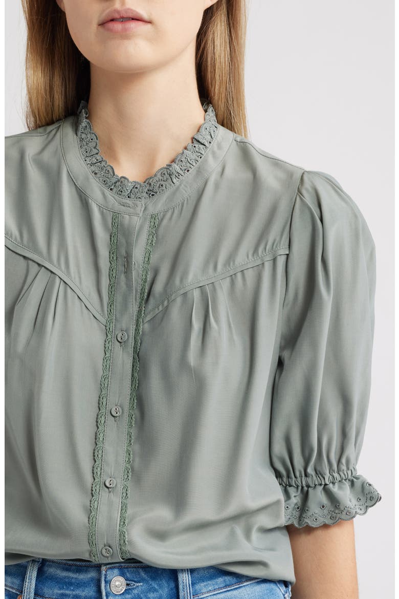 Eyelet Accent Top, Alternate, color, DEEP SEAGRASS