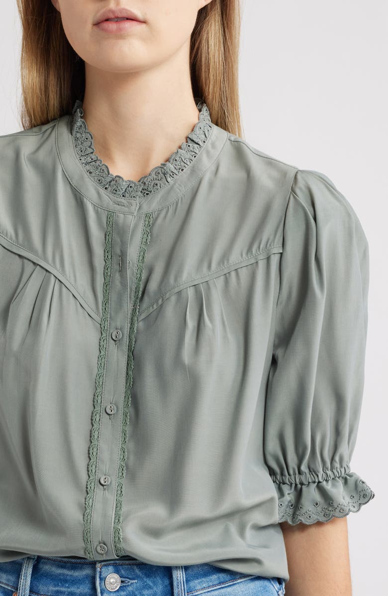 Wit & Wisdom Eyelet Accent Top, Alternate, color, Deep Seagrass