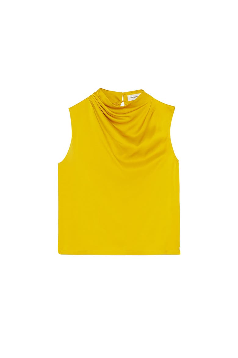 Draped Satin Sleeveless Top, Alternate, color, Yellow
