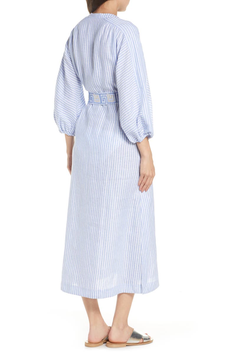 Tory Burch Stripe Linen Midi Shirtdress, Alternate, color, 