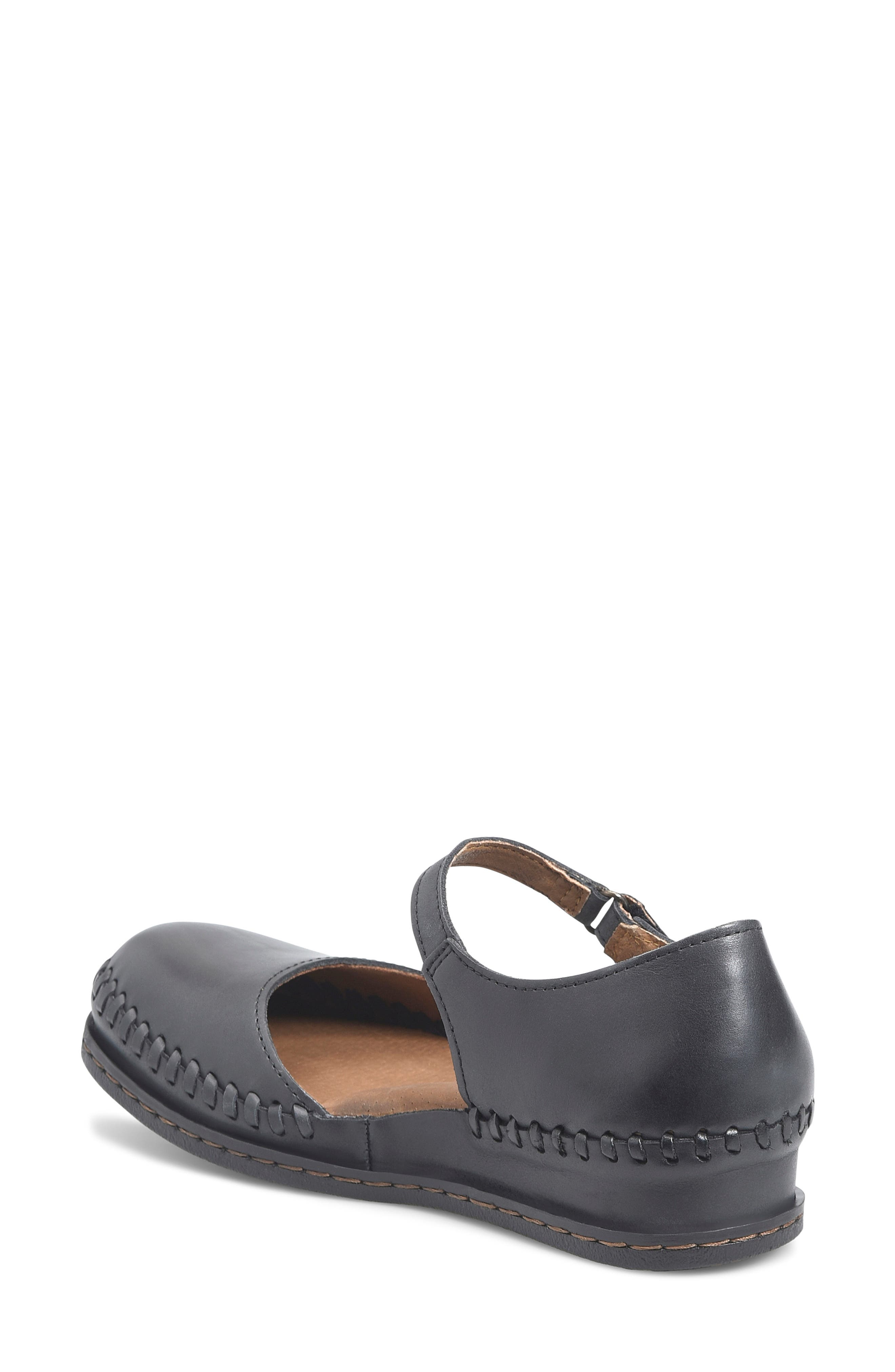 Børn Ela Ankle Strap Flat, Alternate, color, Black Leather