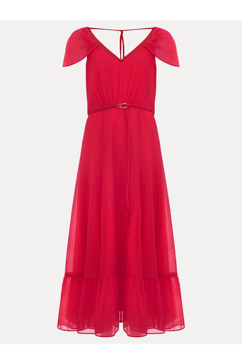 Jen Gathered V-Neck Midi Dress, Alternate, color, Pink