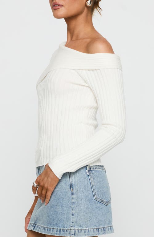 Princess Polly Jaybell One-shoulder Rib Sweater In White