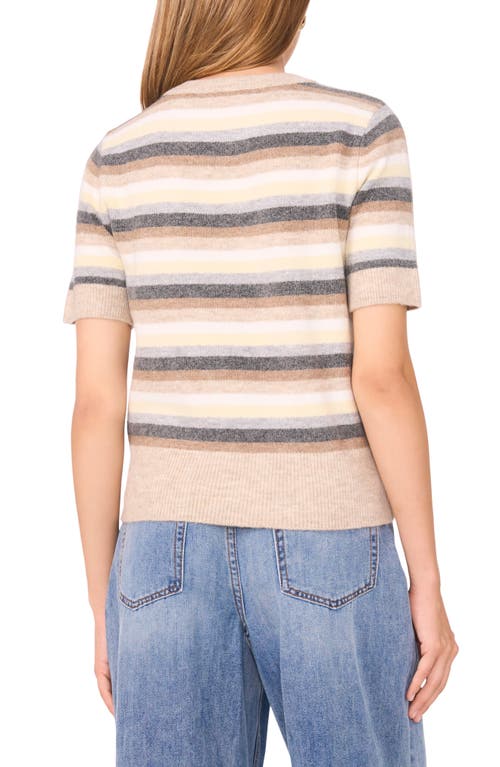 1.state Multicolor Stripe Short Sleeve Sweater In Neutral