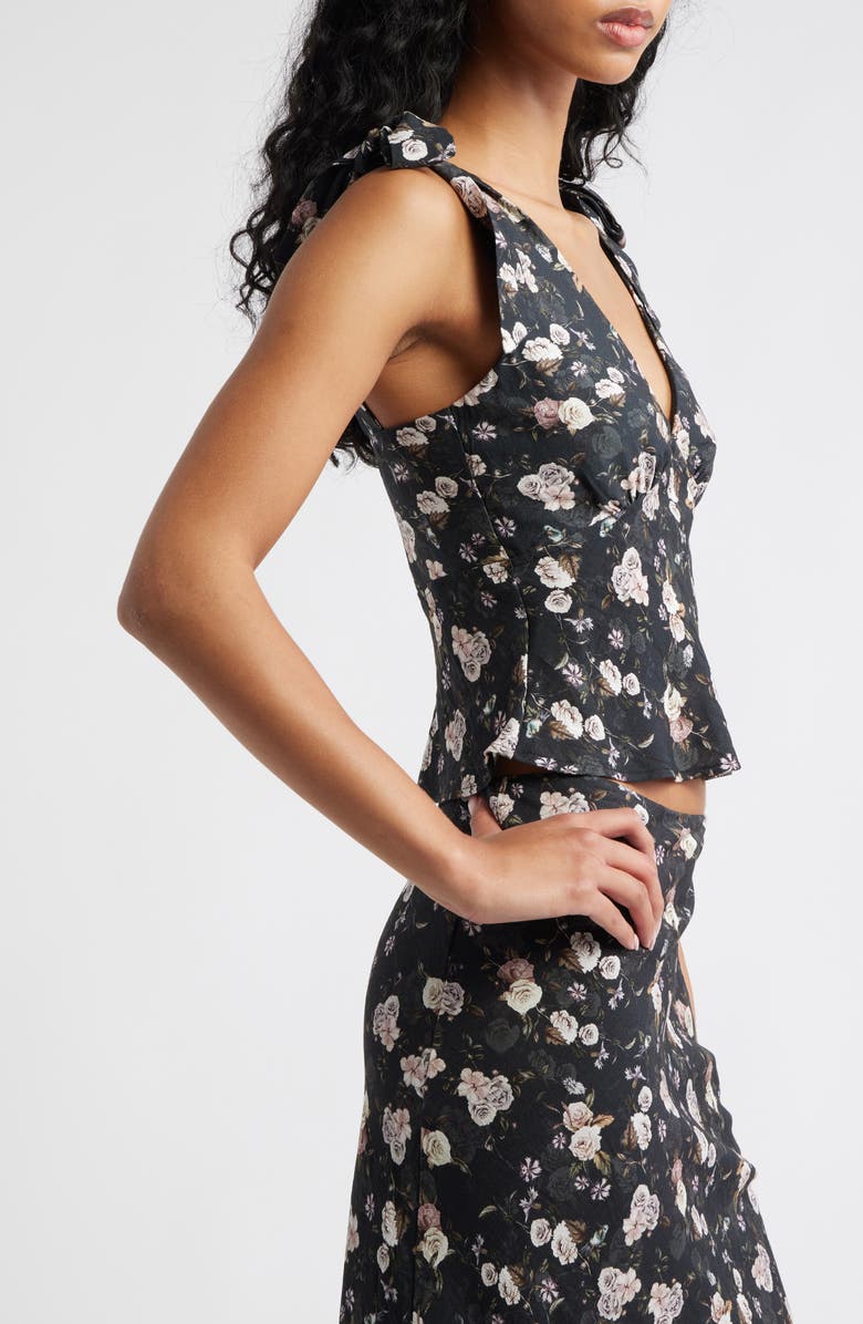 Petal & Pup Kedra Tie Shoulder Top, Alternate, color, Black Floral