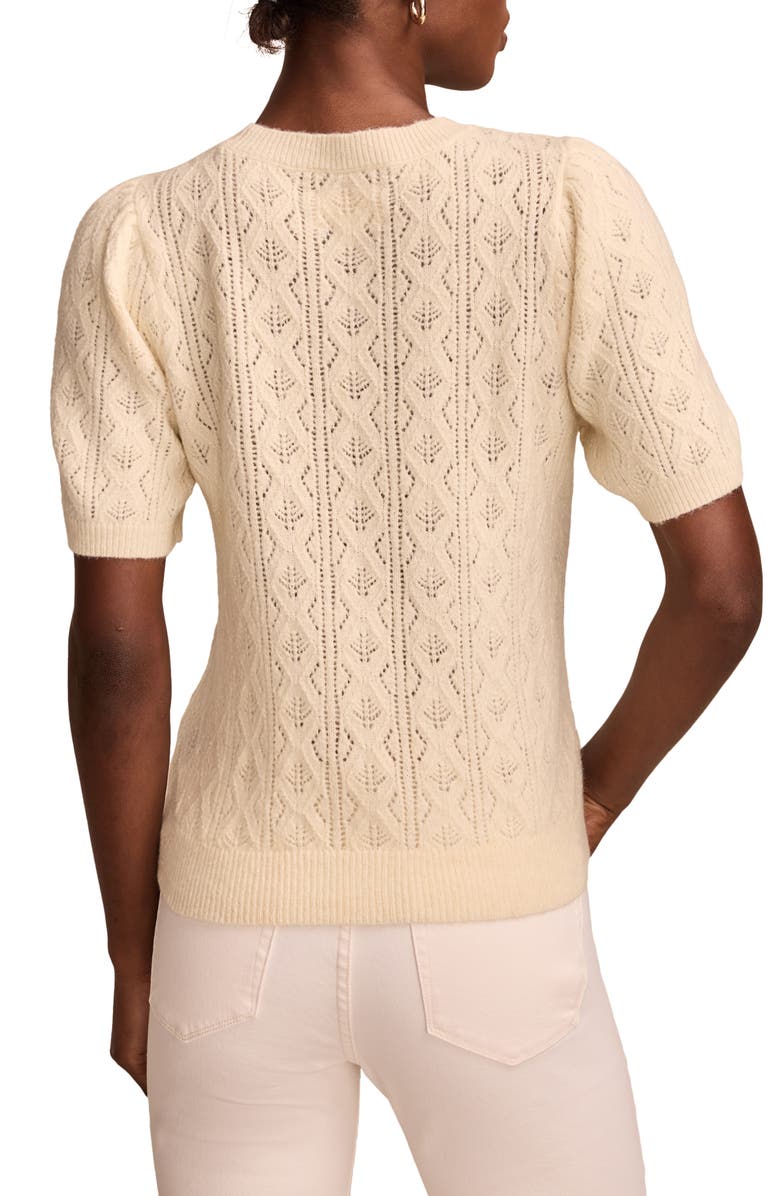 Lucky Brand Pointelle Puff Sleeve Sweater, Alternate, color, 