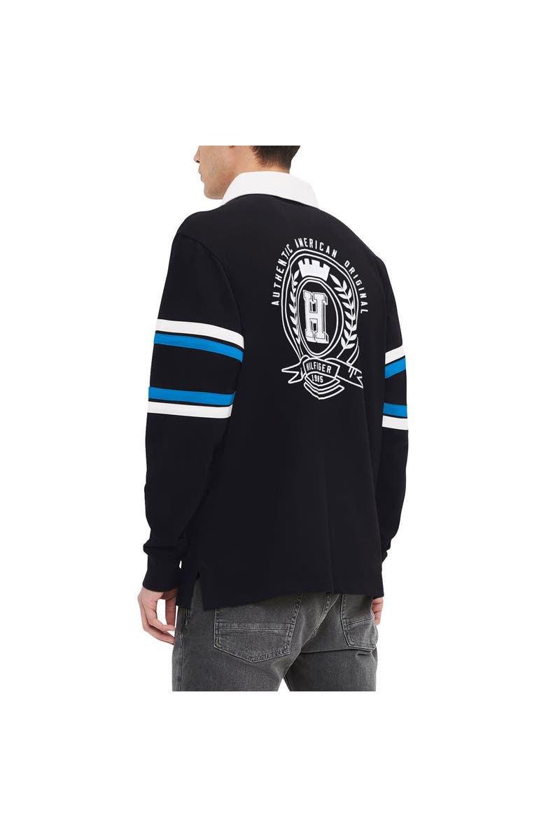 Tommy Hilfiger Men's Tommy Hilfiger Black Carolina Panthers Cory Varsity Rugby Long Sleeve T-Shirt, Alternate, color, 