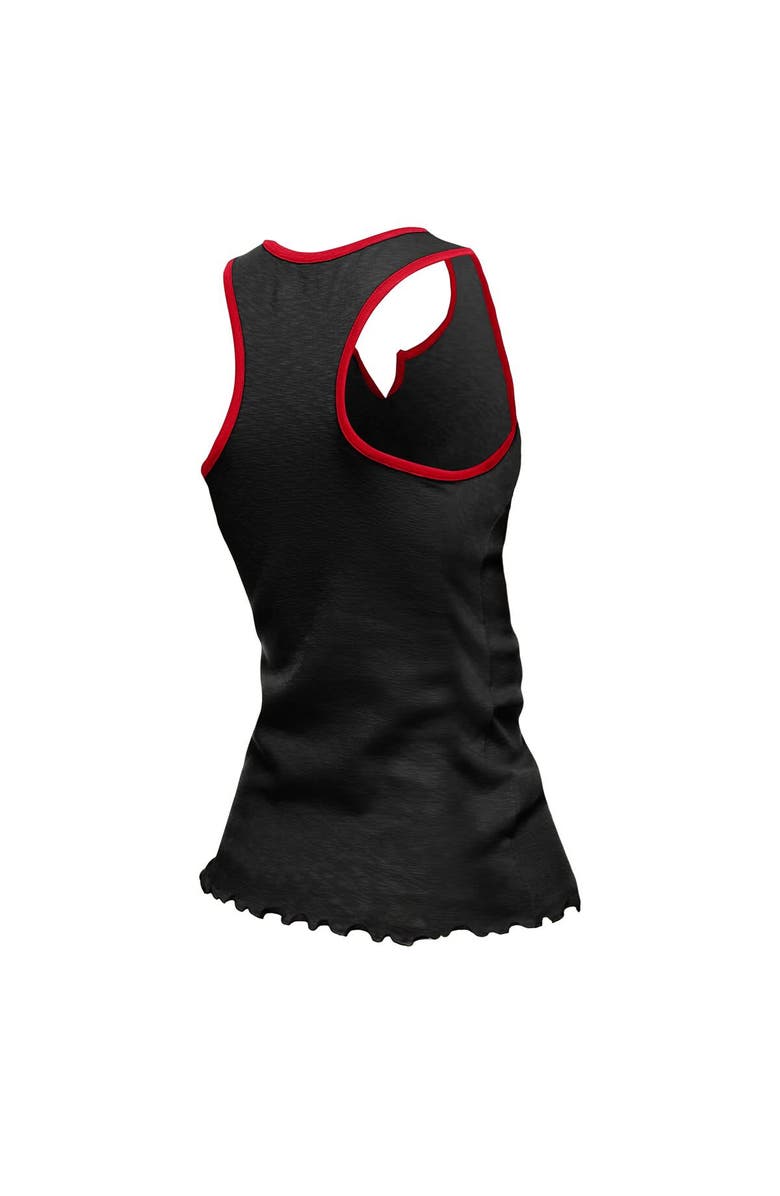 New Era Women's New Era  Black San Francisco 49ers Lettuce Hem Notch Neck Tri-Blend Tank Top, Alternate, color, 