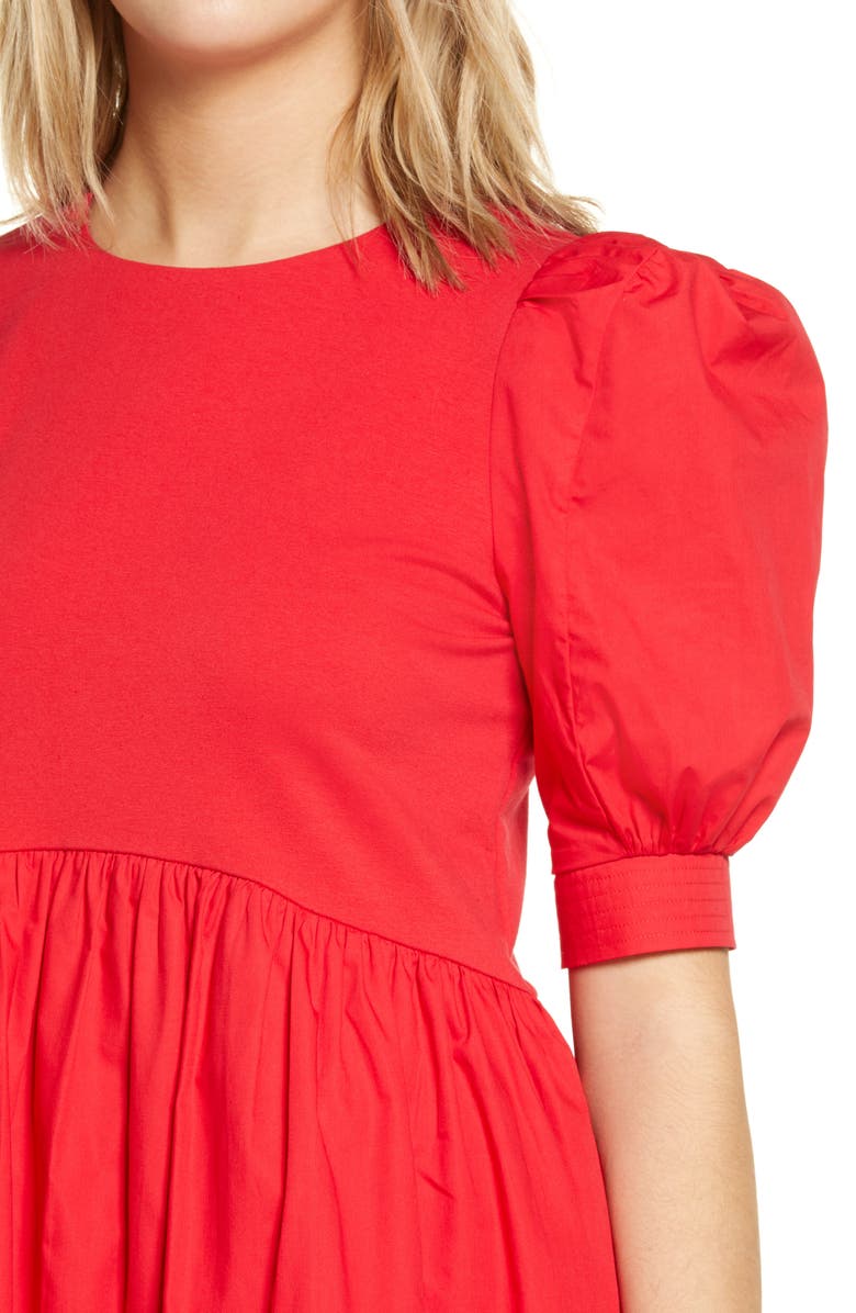 English Factory Mixed Media Puff Sleeve Dress, Alternate, color, 