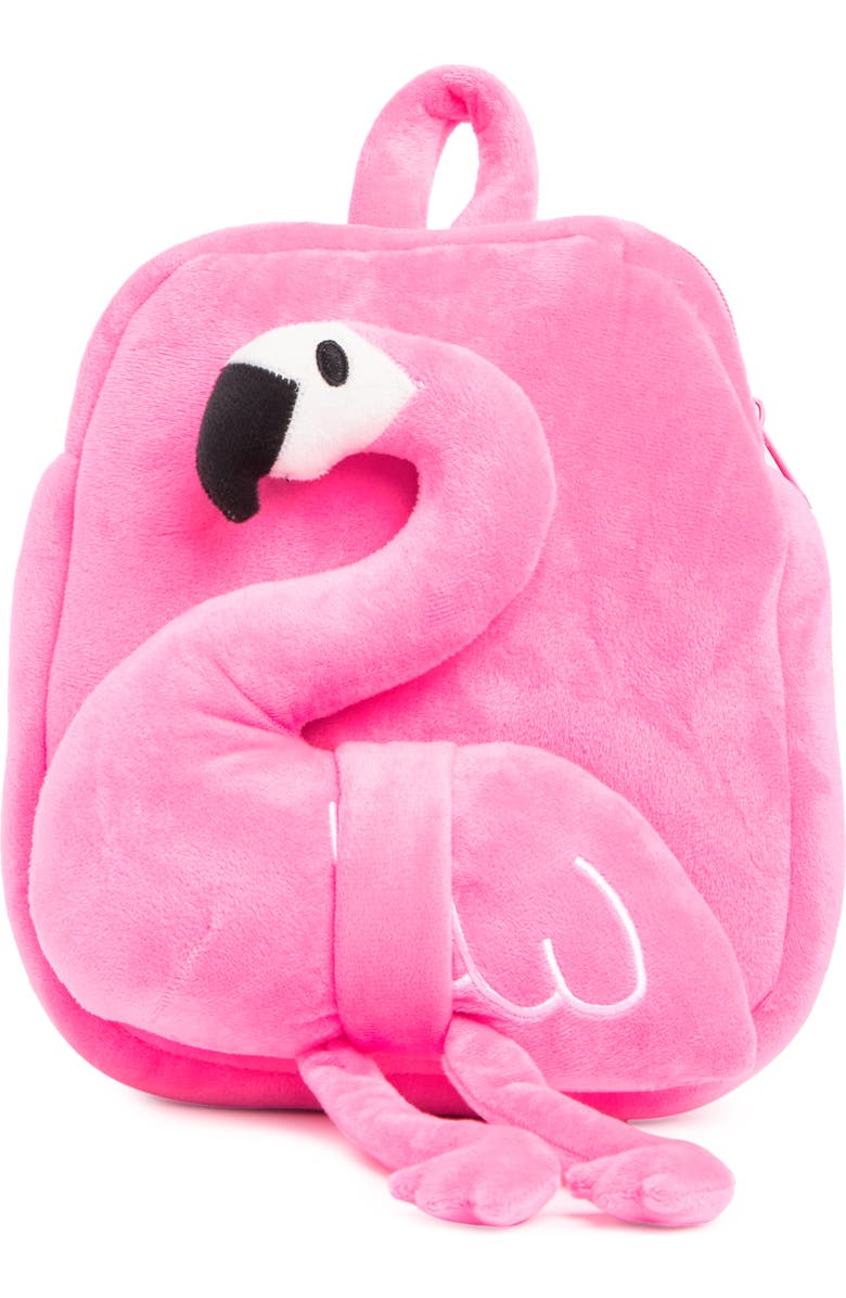 OLIVIA MILLER Plush Fleece Flamingo Backpack, Main, color,