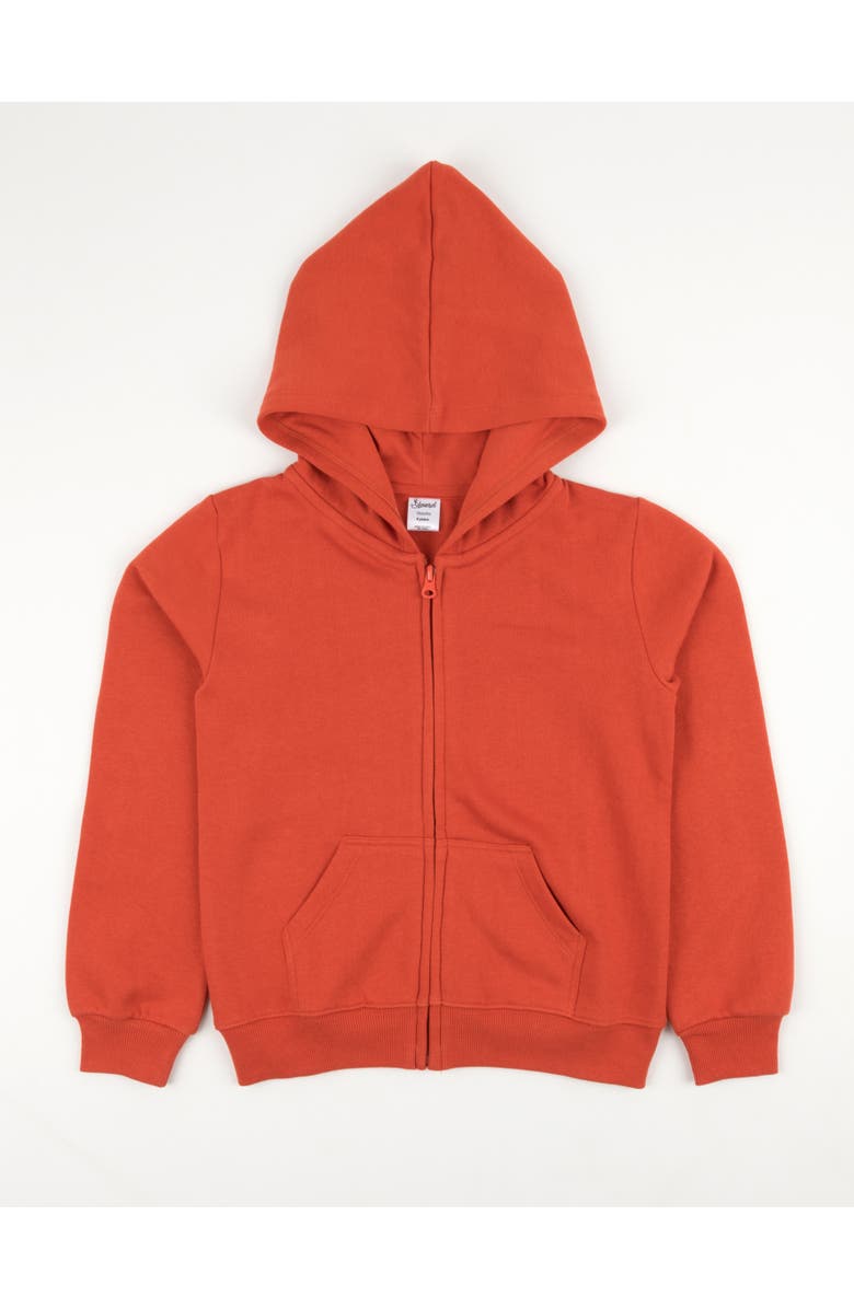 Leveret Kids Zip-Up Sweatshirt Hoodie, Cotton Blend, Solid Colors, Main, color, Orange