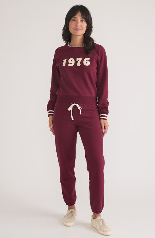 Marine Layer Anytime 1976 Appliqué Sweatshirt In Burgundy