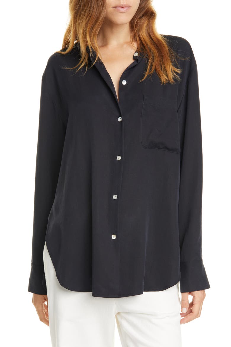 Relaxed Band Collar Blouse, Main, color, COASTAL